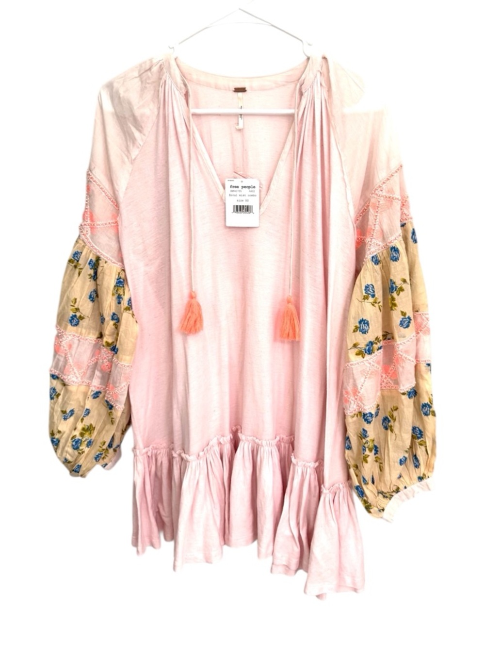 NWT Free People Mix It Up Oversized Tunic pink floral colorway. Size XS - Picture 4 of 10